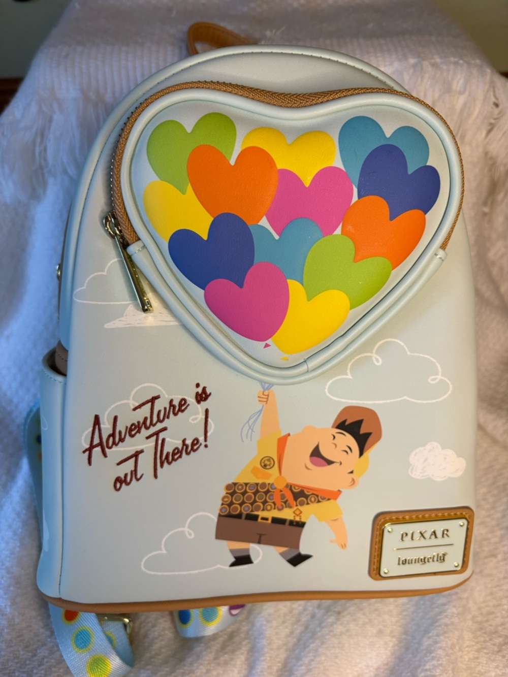 Loungefly White Pixar Up Russell Heart Balloon Backpack-Adventure is Out There
